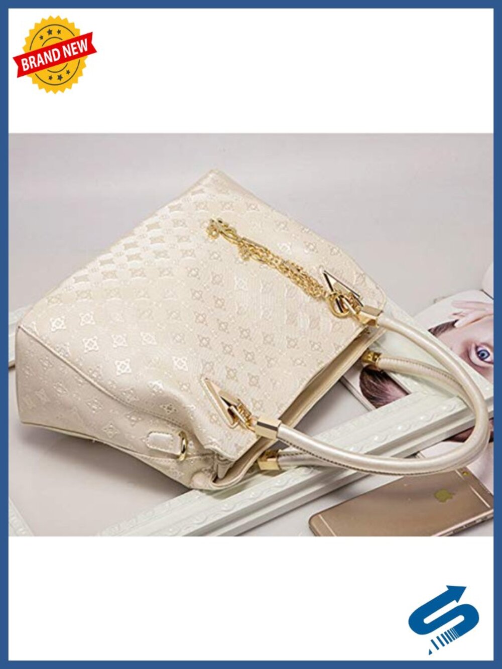 PU Leather Tote Satchel Set with Tassel & Floral Print Shoulder Bag - Picture 5 of 6